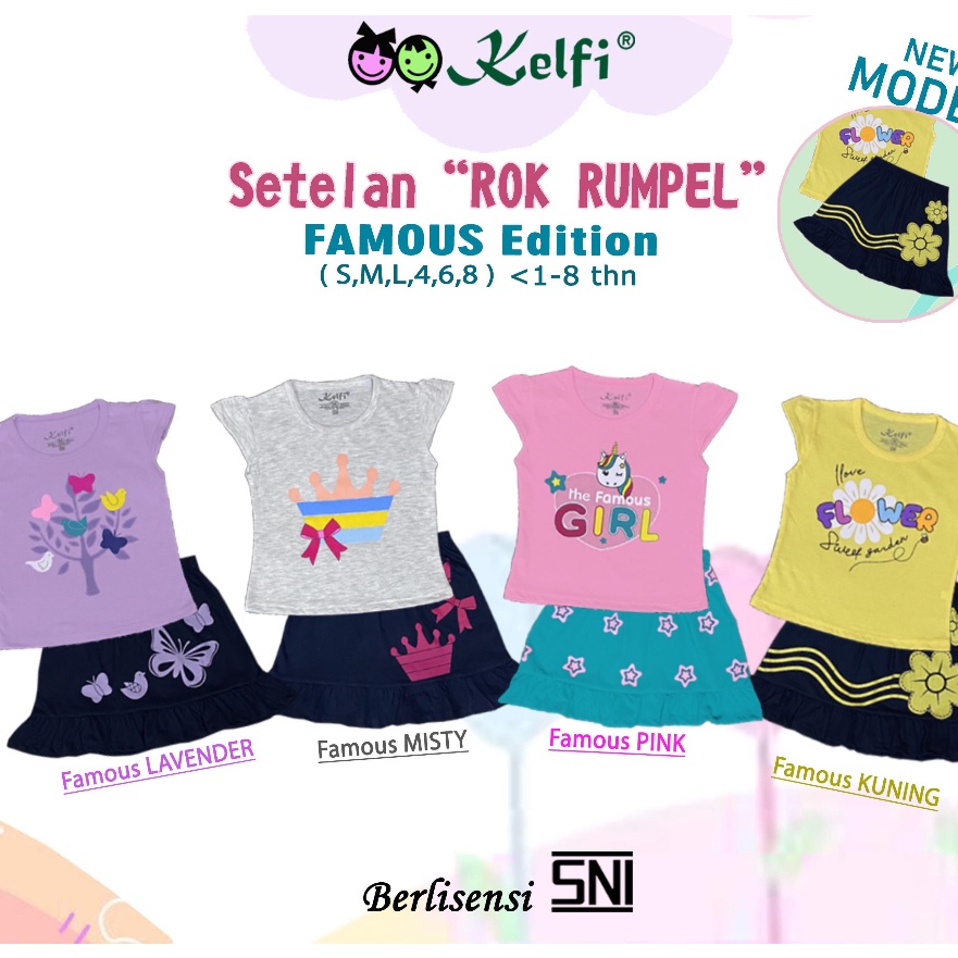 KP8 KELFI SETELAN ROK REMPEL  SET ANAK CEWEK FAMOUS EDITION