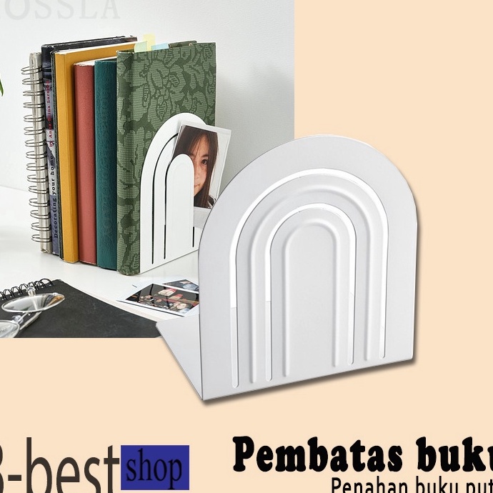 

KF7 Penahan Buku Pembatas Buku Book Stand Sandaran Buku Besi putih