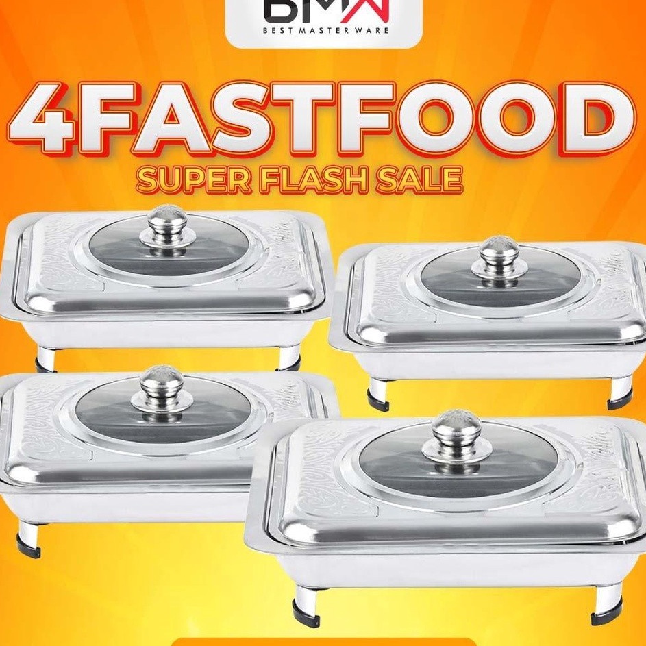 Super Hits 4 Pcs Prasmanan BMW Kitchenware Lauk Makanan Tutup Kombinasi Chafing Dish Fast Food