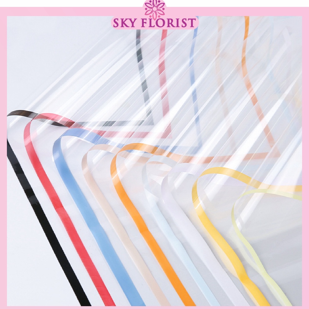

Borong Stock 2 LEMBAR Flower Wrapping Transparant Line Color Kertas Buket Bunga Cellophane KB67