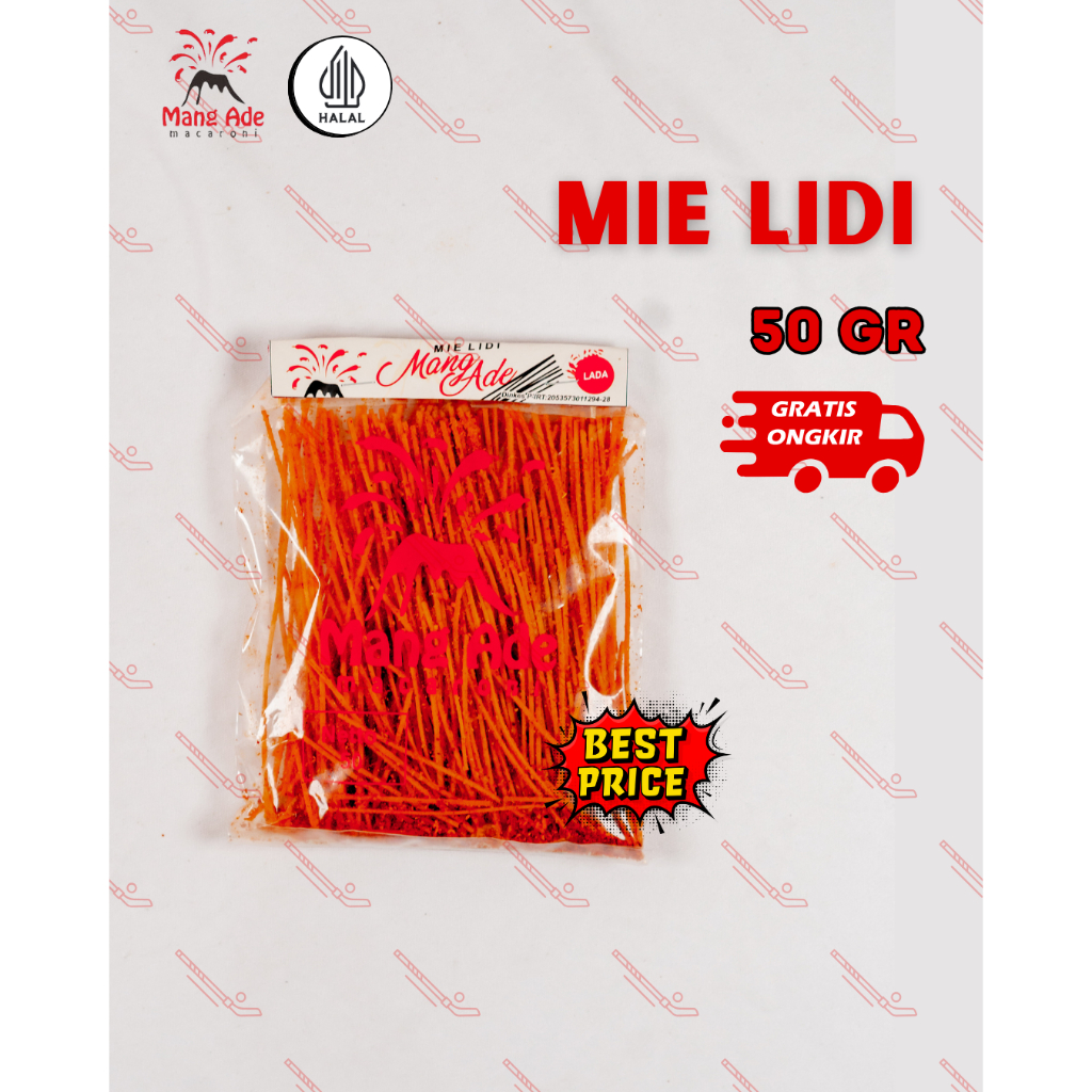 

Mie Biting Mie Lidi Mang Ade Kemasan 50gram