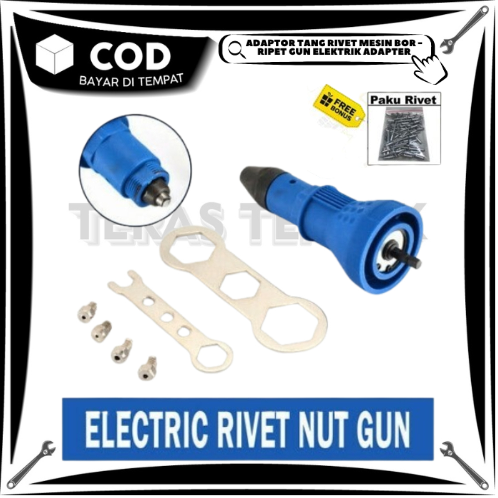 Alat Tang rivet rivet alat konektor adaptor mata bor bonus paku rivet