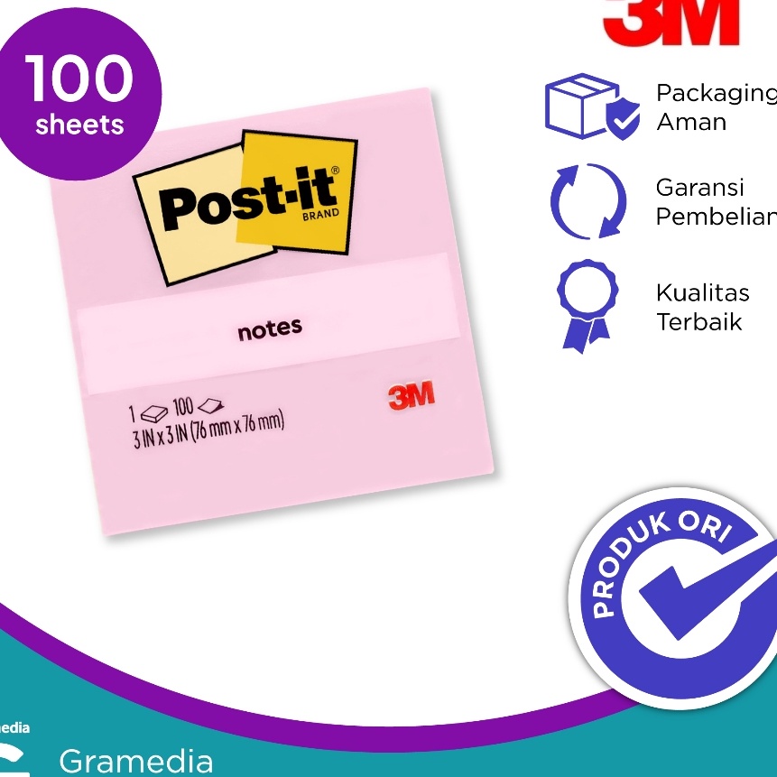 

FG2 3M Post It Sticky Note 654 Warna Millenial Pink