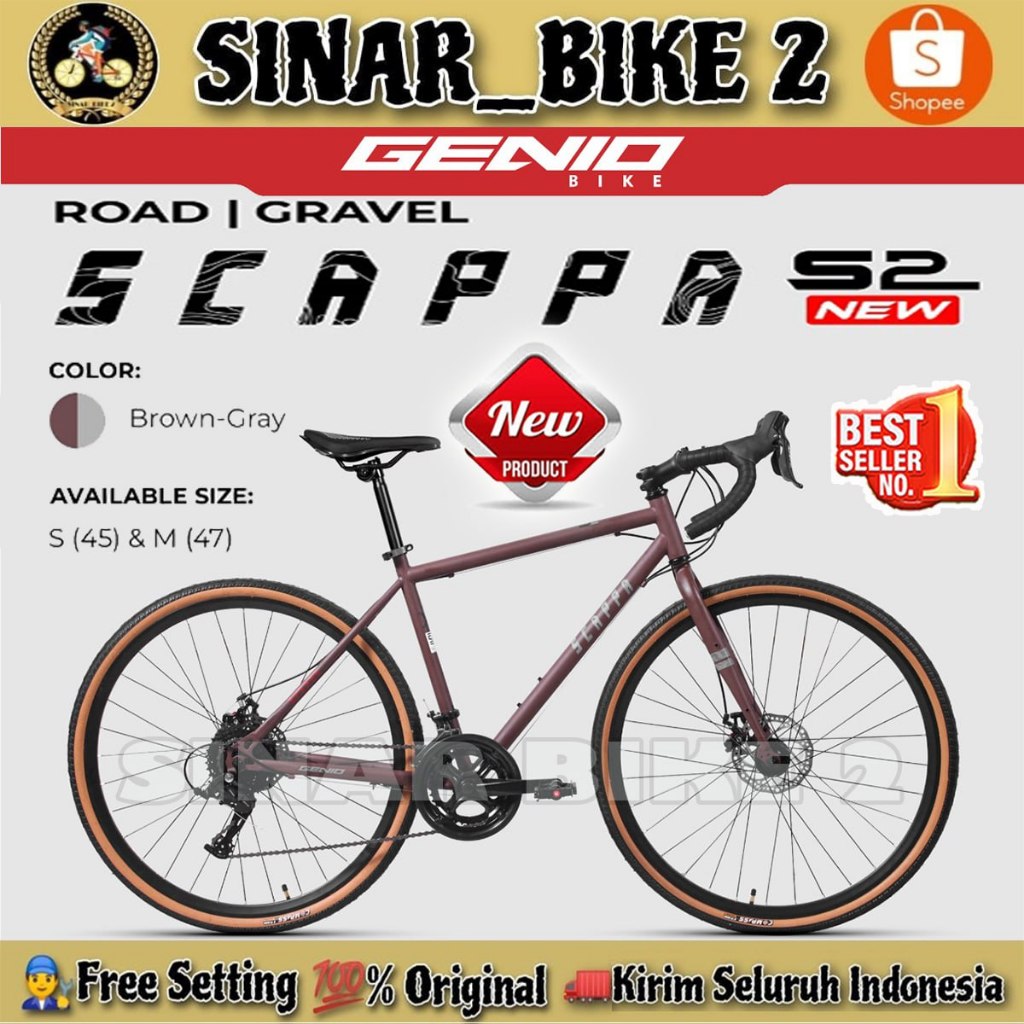 Terlaris Sepeda Gravel Genio Scappa S2 New 700C 18 Speed Road Bike