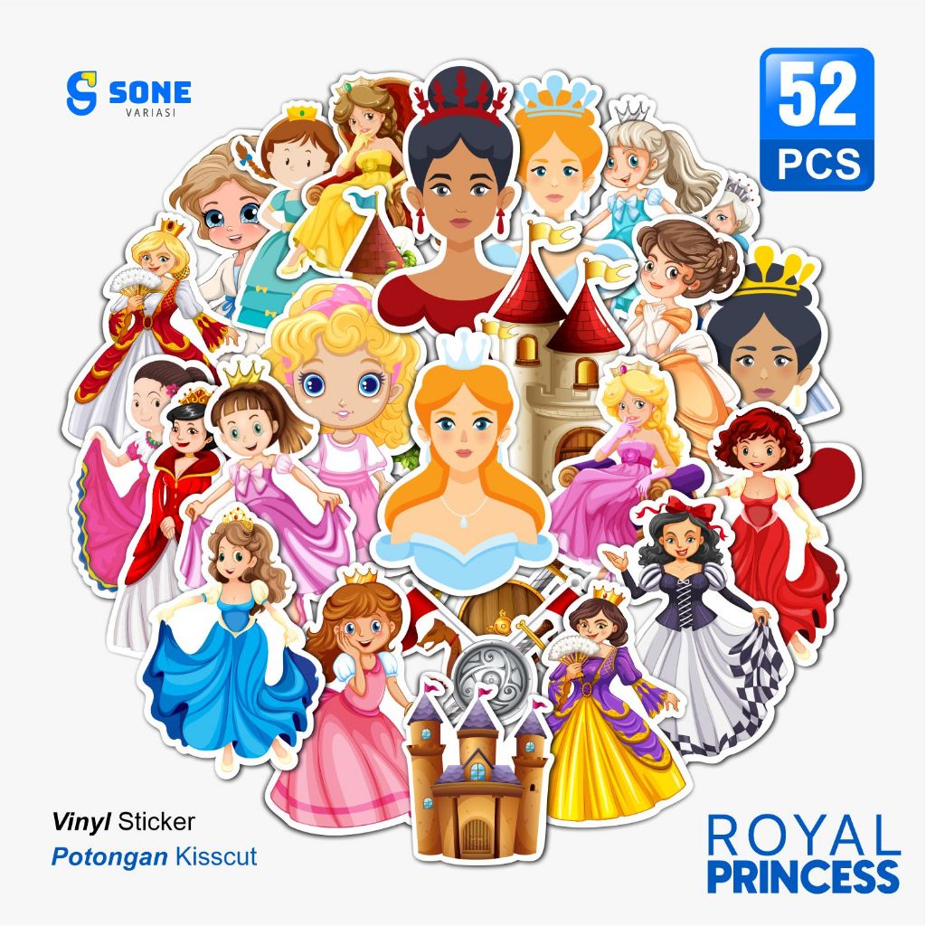 

Sticker Pack Royal Princess Aesthetic Paper Vinyl Waterproof Dekorasi Stiker Laptop Buku Journal Koper