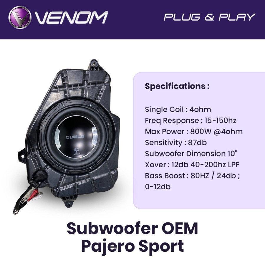 Subwoofer Aktif Venom Subwoofer Mobil Diablo Pajero Sport OEM Looks Plug and Play