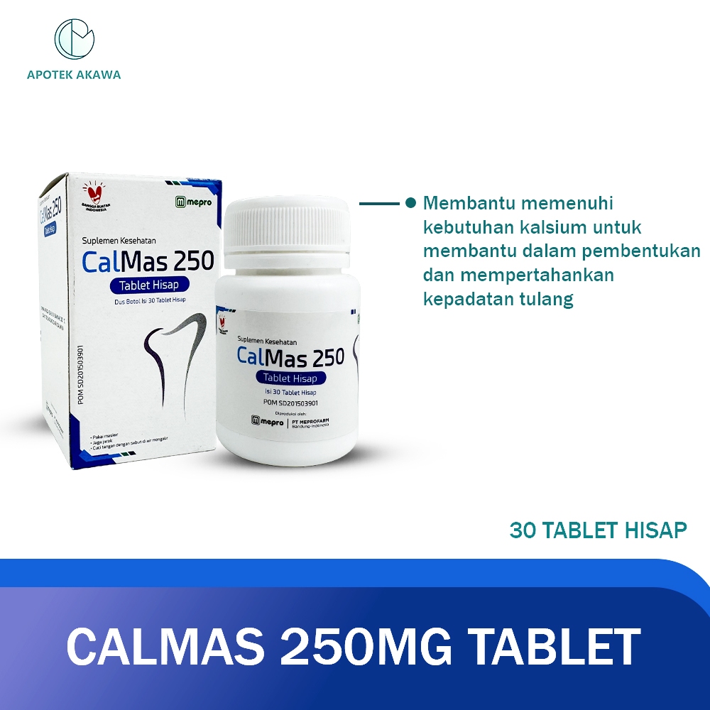 CALMAS 250 MG TABLET HISAP/ SUPLEMEN KESEHATAN TULANG / APOTEK AKAWA