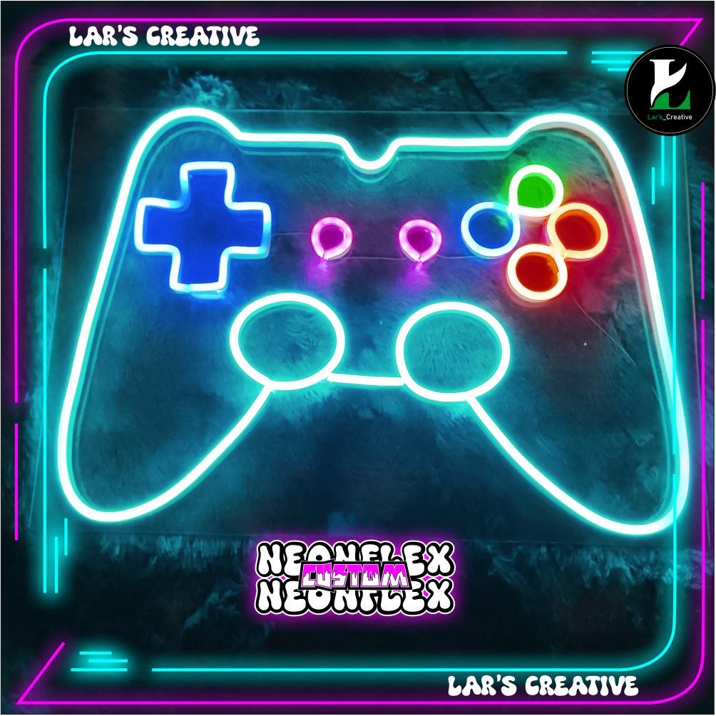Lar's_Creative Neon Flex LED Logo Game Dekorasi Kamar Gaming Lampu Hiasan Keren