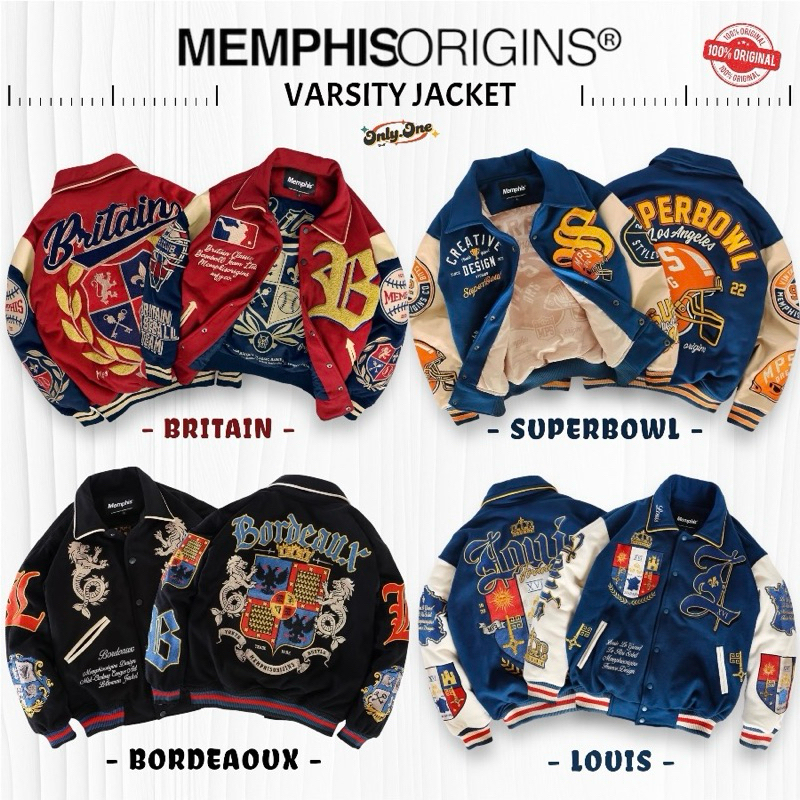 VARSITY JACKET MEMPHISORIGINS - BORDEAOUX | GARUDA | HARIMAU | BLAST | LOUIS | BRITAIN | SUPERBOWL |