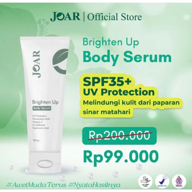 Joar Skincare Brighten Up Body Serum - Body Lotion Pencerah Kulit (100 9r) BPOM & Halal MUI