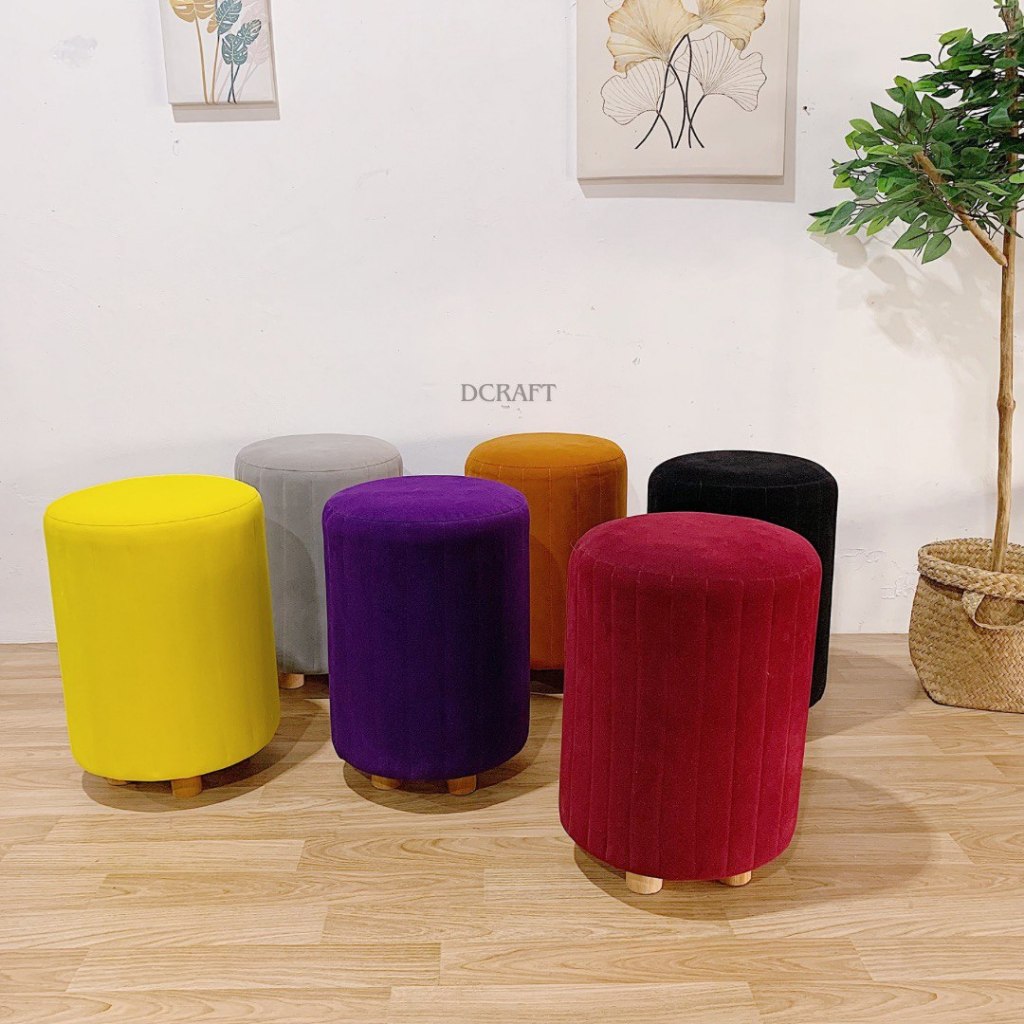Stool Bulat Sofa Stool Tabung Minimalis Kursi Sofa Stool