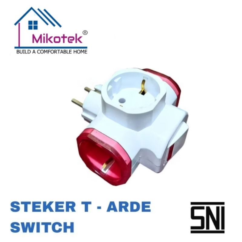 Steker T Arde + Switch Mikotek MT 7900 / T Arde Warna + Saklar On/Off