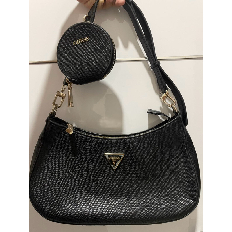 Guess Alexie Top Zip Shoulder Bag (Black)