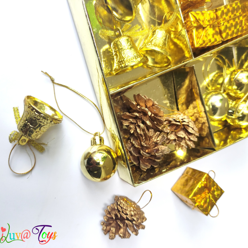 Hiasan gantungan pohon natal | Hiasan bola natal cantik | gantungan gold natal | lonceng natal | bol