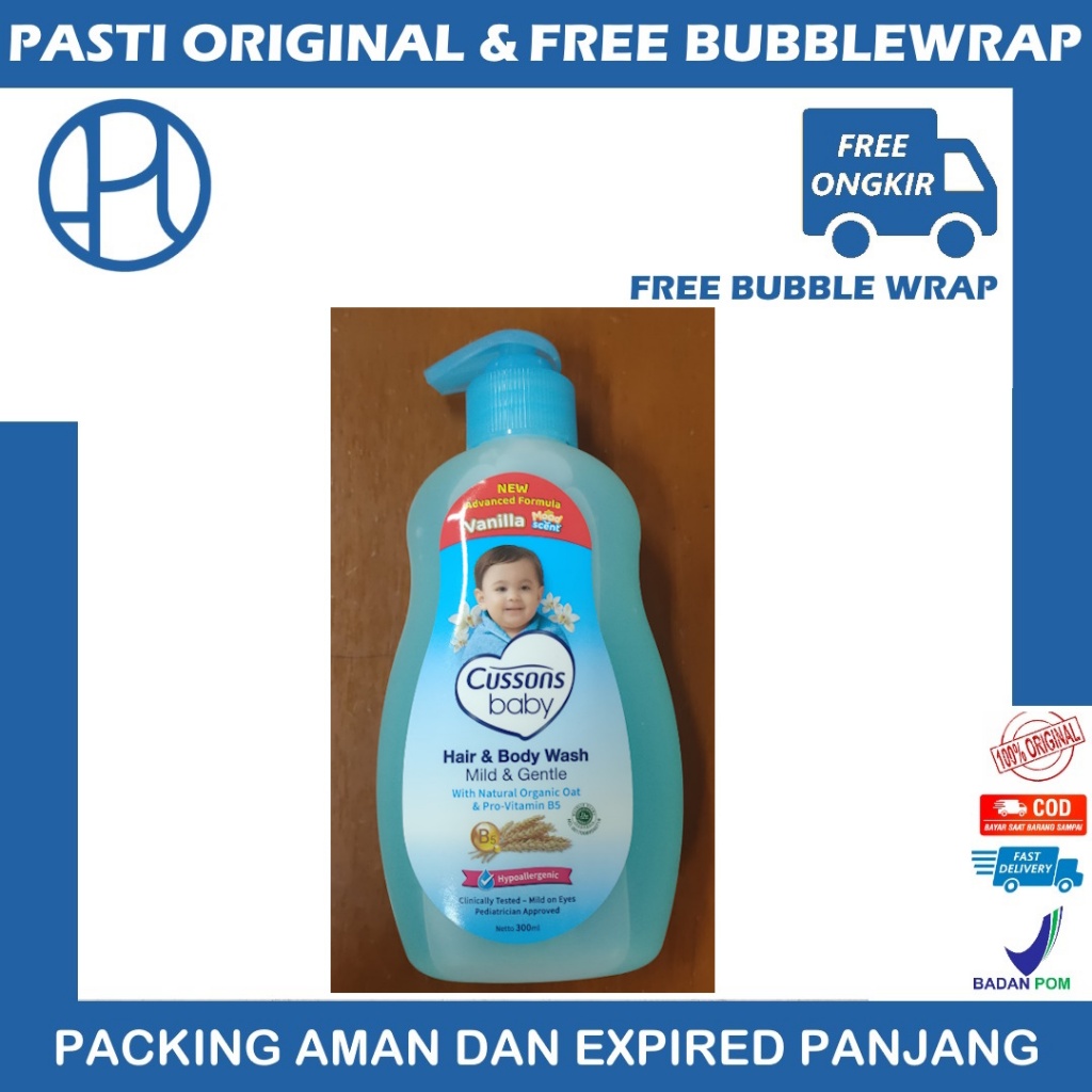 SABUN MANDI BAYI CUSSONS BABY HAIR & BODY WASH 300ML (BOTOL PUMP)