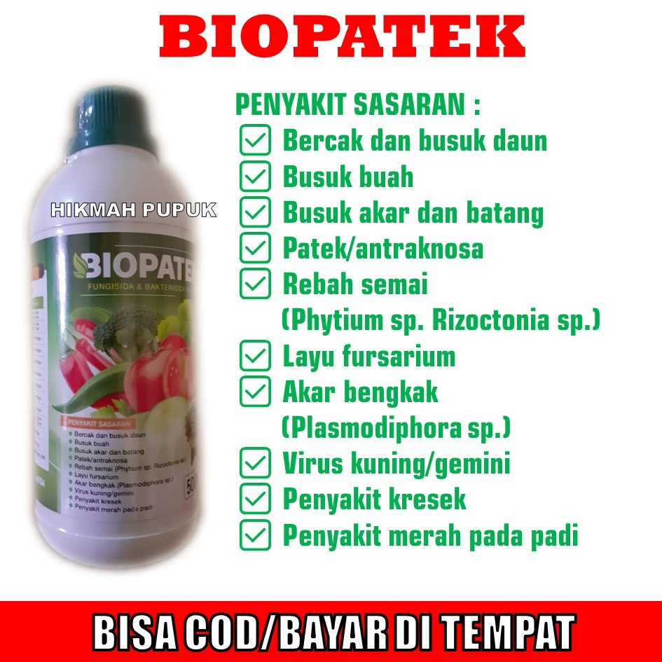 BIOPATEK obat mengatasi hama penyakit semua jenis tanaman cabe, tomat, kacang panjang, melon, kakao,