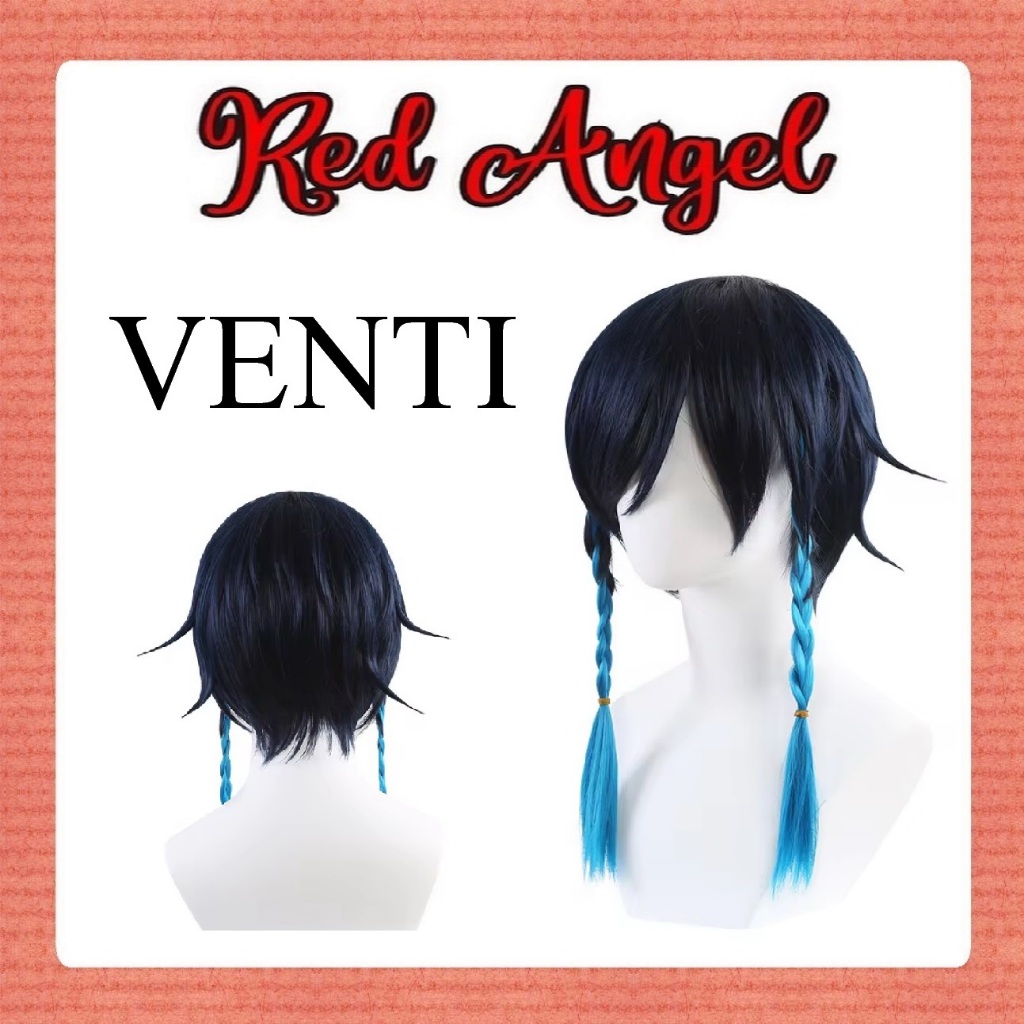 Red Angel Wig Rambut Palsu Genshin Impact Venti Cosplay / Kostum Cosplay / FS - GENSHIN VENTI