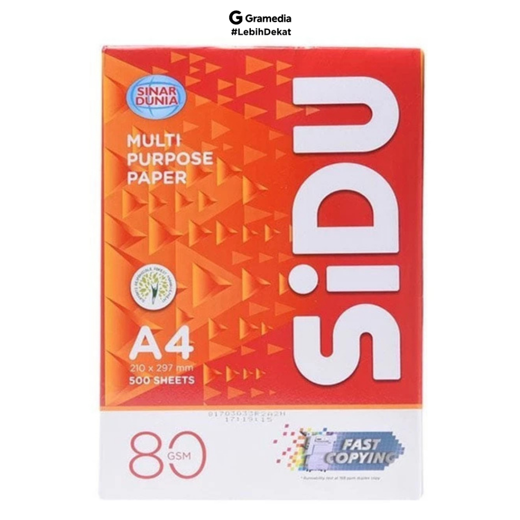 

Gramedia Jember - Sidu Kertas A4 80gr Copier 1 Rim (500 Lembar) Kertas Hvs A4 Kertas Fotocopy - Sidu Kertas HVS A4 80gsm