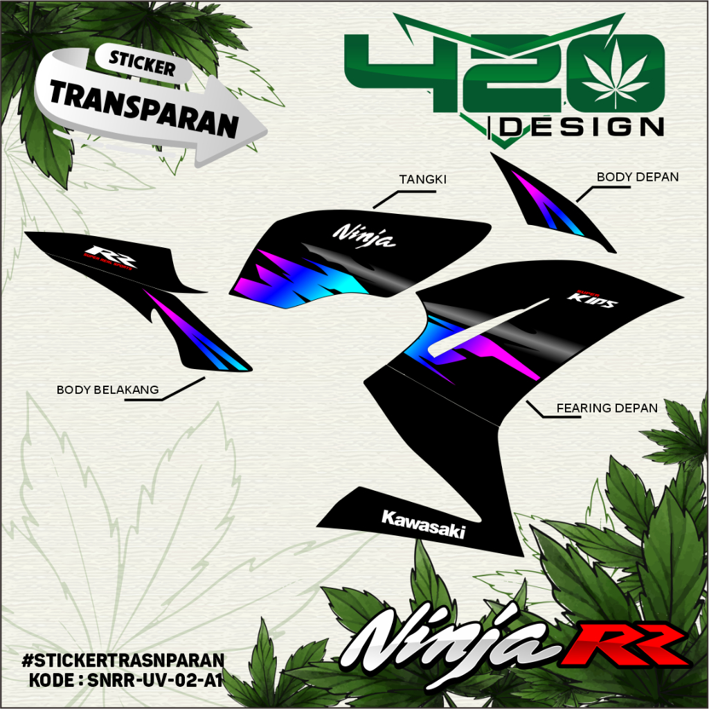 STIKER STRIPING UV TRANSPARAN NINJA RR NEW VARIASI LIS SIMPLE GOLD PREMIUM - SNRR-UV