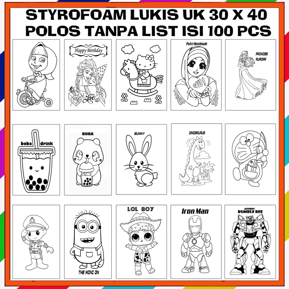 

KODE E59I Paket grosir styrofoam lukis uk 3 x 4 isi 1 polos tanpa list