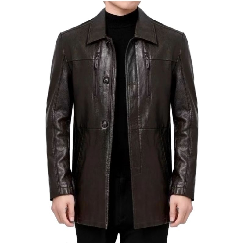 JAKET KULIT PRIA KULIT SAPI ASLI IMPORT MODEL SAFARI