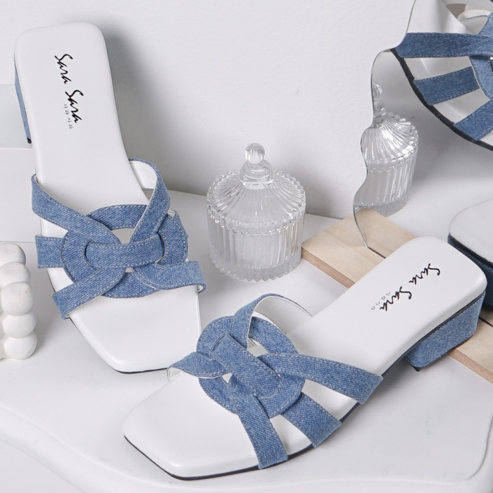 SARA SARA YUK - EVELYN Sandal Wanita High Heels Premium Size 36 - 40 Elegan Tinggi 4cm Sendal Selop 