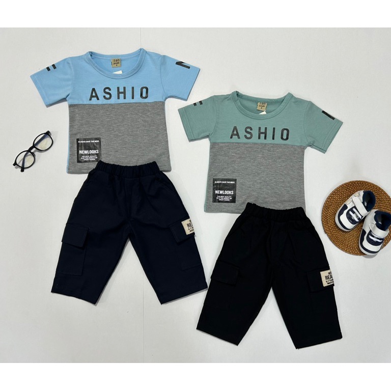 KODE N76C 3SET Paket usaha Grosir kaos atasan celana pendek panjang baju setelan pakaian import mura