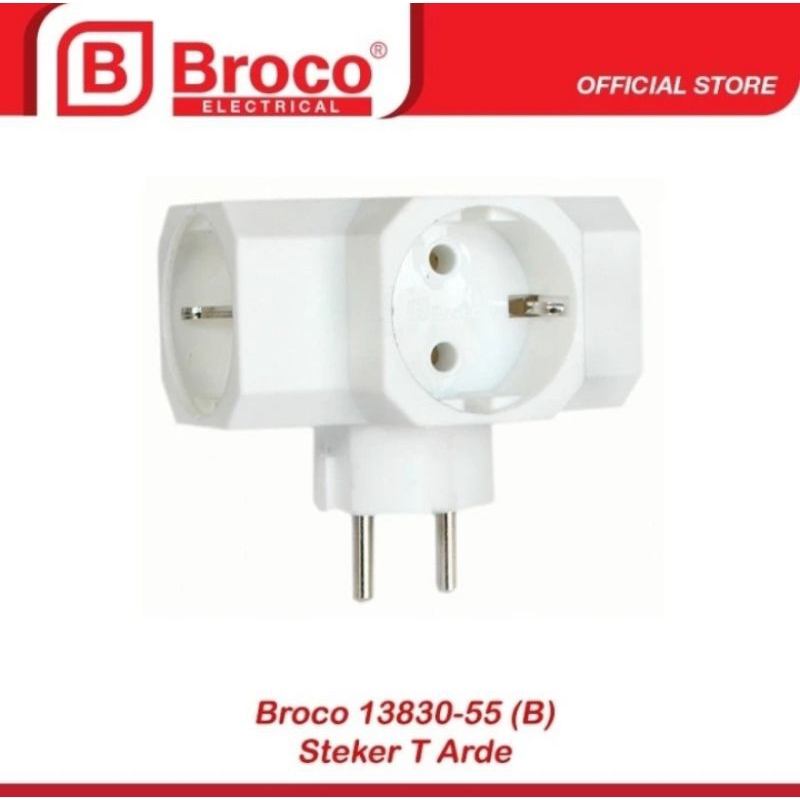 Broco Steker T Arde Colokan Cabang 3 13830 Original White Cok Sambung Sambungan Listrik