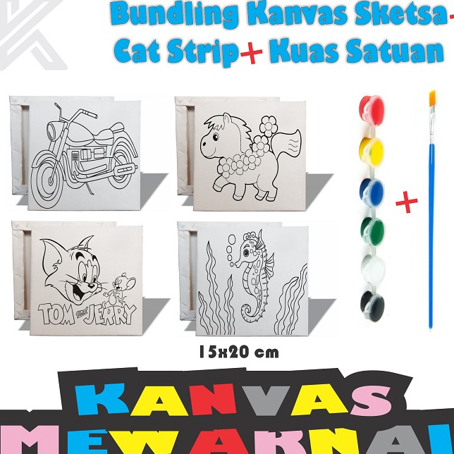 

Super Sale BUNDLING Kanvas Sketsa Gambar 15x2 cm Kuas Satuan Cat Strip 6 warna