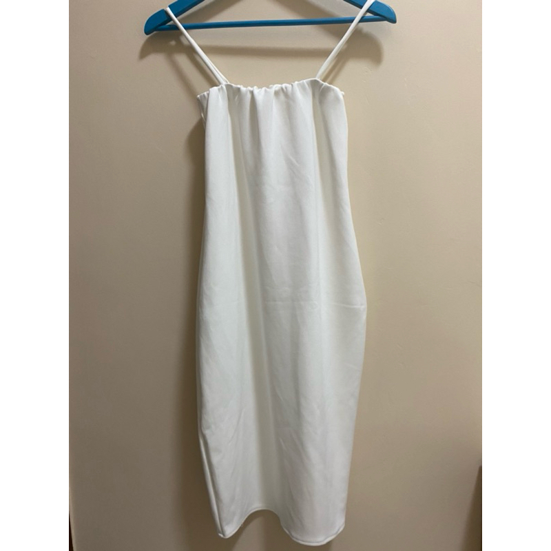 New - Inner Dress Fitted White / Dress Dalam Putih/ Dress Bodycon Scuba Stretch Putih