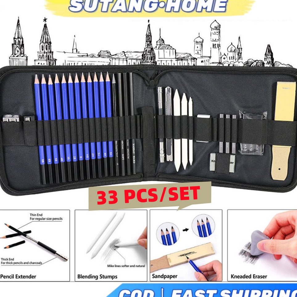 

Hadir Pilihan SUTANG 33PCS35PCSSet Sketch Pencil Pisau Penghapus dan Pensil Gambar untuk Keperluan Sekolah Pencil Drawing Set