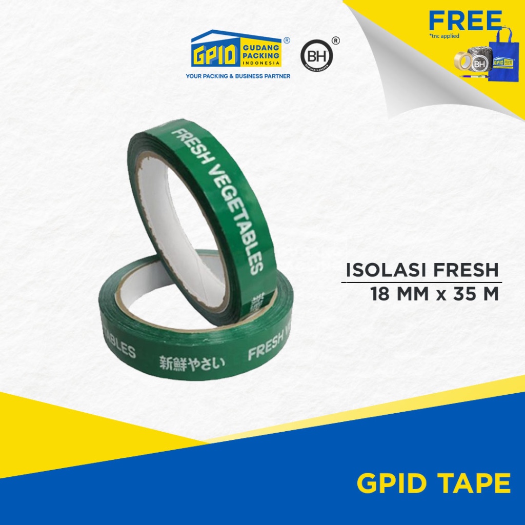 

GPID TAPE - Isolasi Fresh Vegetables 18 mm x 35m