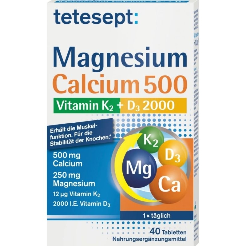 Tetesept Magnesium Calcium 500 Vitamin K2 + D3 2000