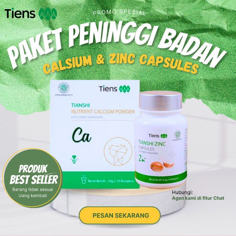 

[100% ORIGINAL PAKET PENINGGI BADAN TIENS DEWASA] Susu Kalsium dan Zinc Kapsul