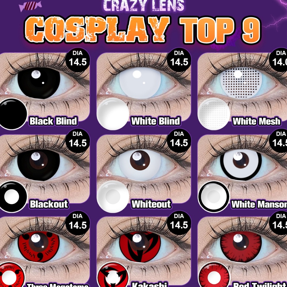 KODE V29E Magister Softlens splay manga anime Naruto halloween Lensa Kontak DIA 145MM Softlens Putih