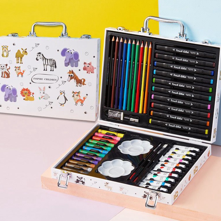 

Super Keren WD Crayon Set 48pcs Koper Aluminium Besi Krayon Pensil Warna 48 Pcs Box Alat Lukis Anak Koper Set CR 48