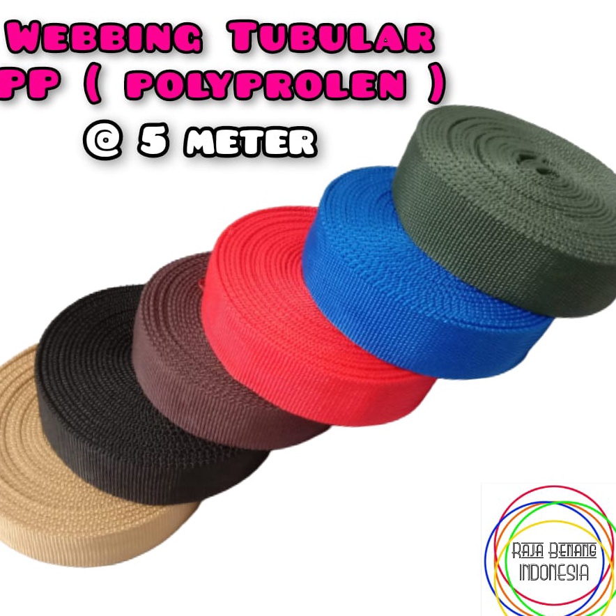 GROSIR Webbing Tubular  5 meter  Uk 25 cm  1 pp  polyprolen   Variasi 6 warna   5 meter