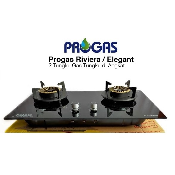 Kompor Tanam / Kompor Gas 2 Tungku Kaca PROGAS Elegant/Riviera Kompor Gas Tanam 2 tungku