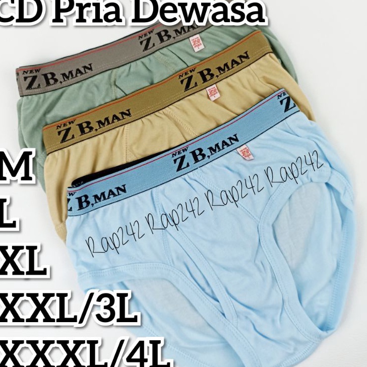 CD Celana Dalam Pria Dewasa ZB Man Ukuran M L XL XXL 3L XXXL 4L ZBMan KB Karet Boxer Brief Dalaman C