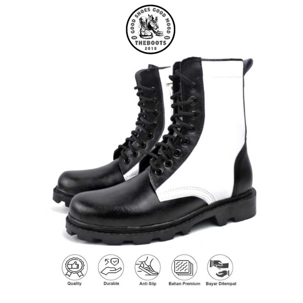KODE O8E Sepatu Boots PDL Dinas PKD Provost Sepatu Pdl PM TNI POLRI Satpam Security Kulit Sapi