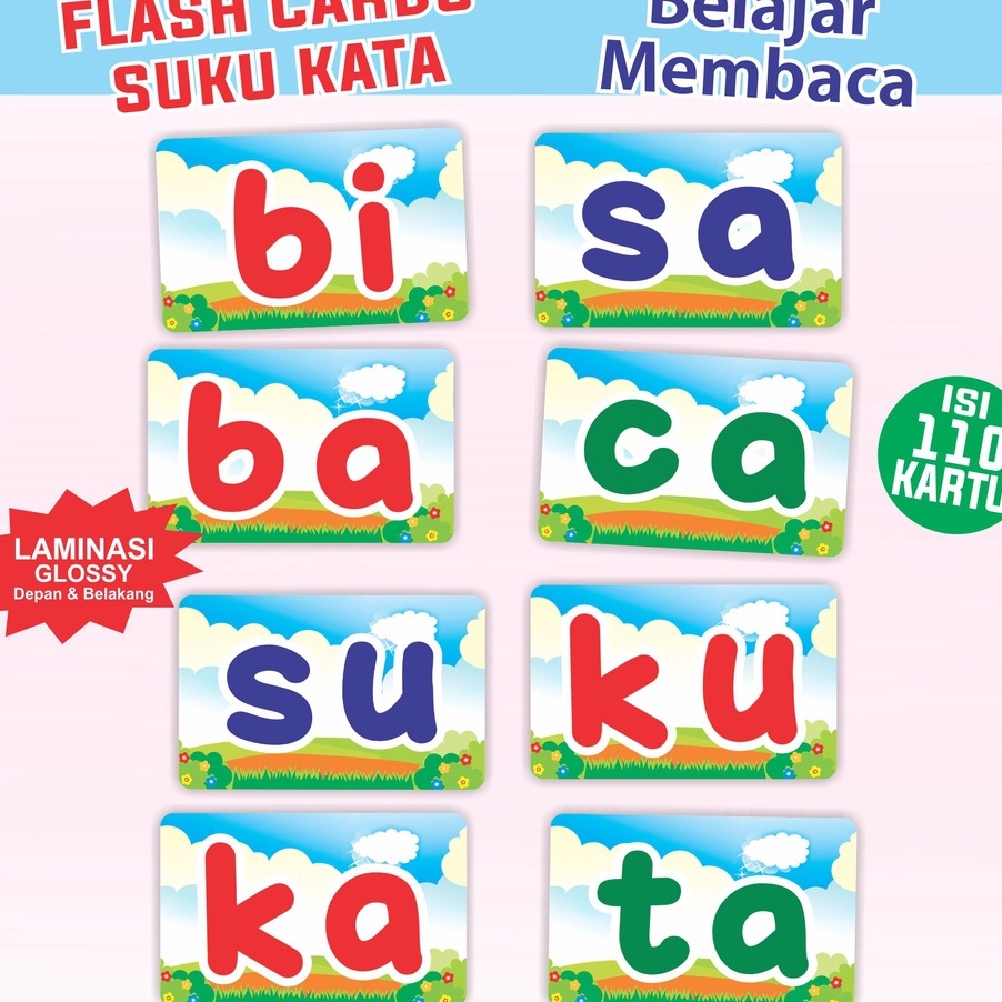 RESTOK GAN flash card suku kata  11 KARTU BACA  belajar membaca suku kata  FLASHCARDS BACA