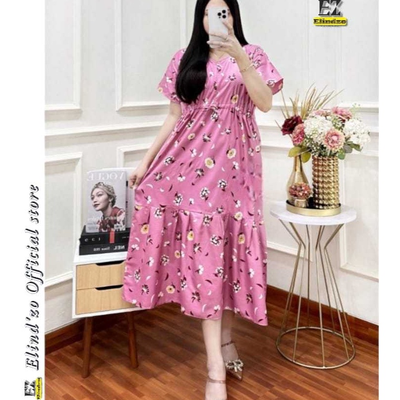 Daster Kimono Midi Dress Lengan Pendek Daster model jepang Kimono Busui Friendly