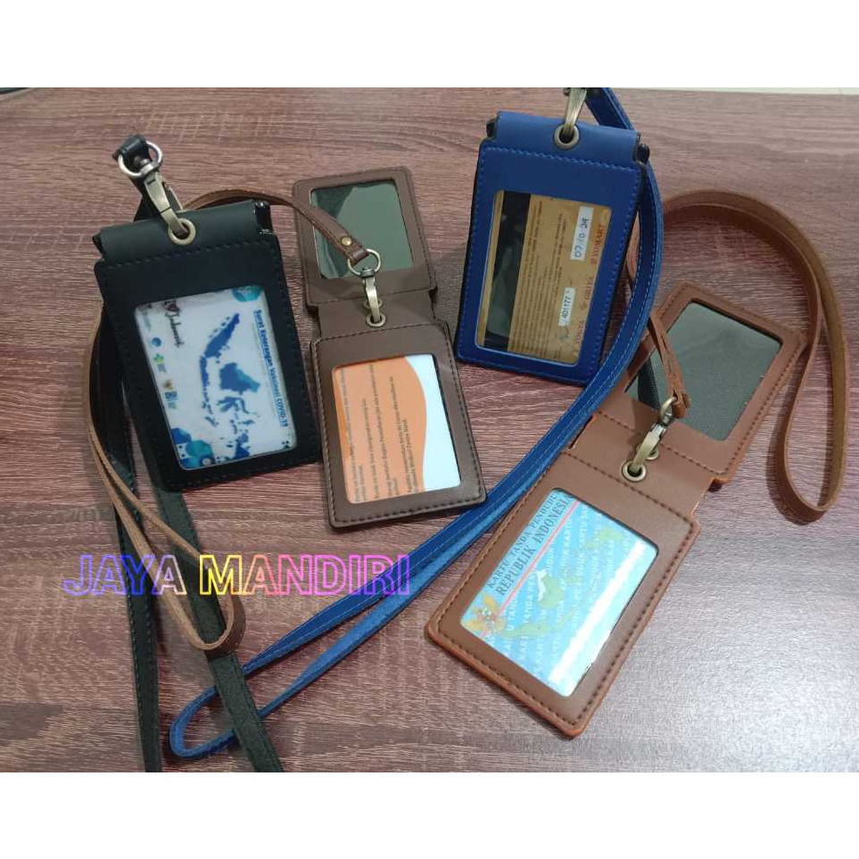 

Pasti Murah Id Card name tag kulit Holder Double Flip Magnet Terbaru