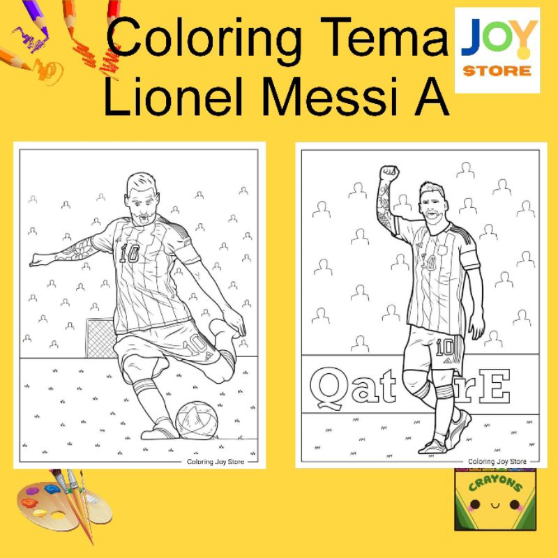 

Kertas Gambar Mewarnai ukuran A4 dan A5 150 gsm - Coloring Paper Tema Lionel Messi A / Pemain Sepakbola Toko Joy Store