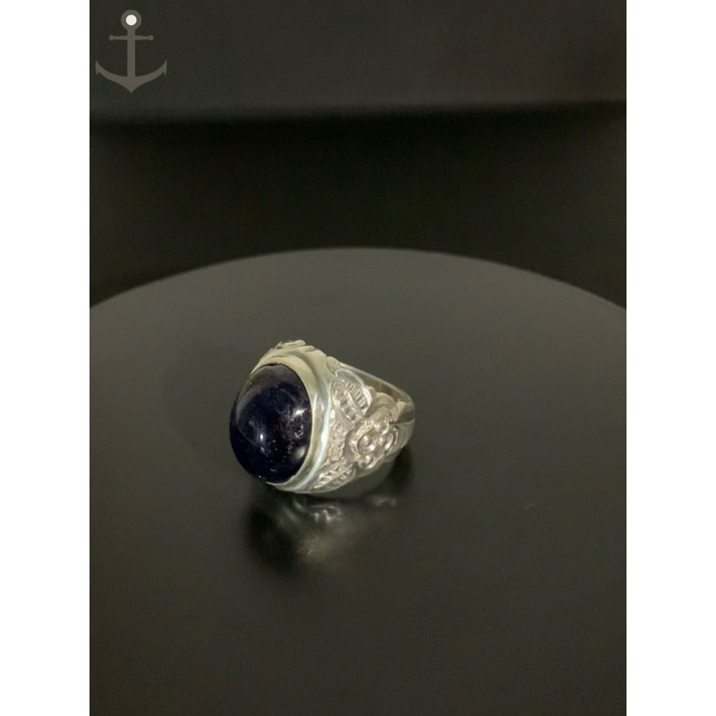 Cincin perak pria silver ring 925 asli dengan batu natural blue sapphire 19,52 gram bersertifikat la