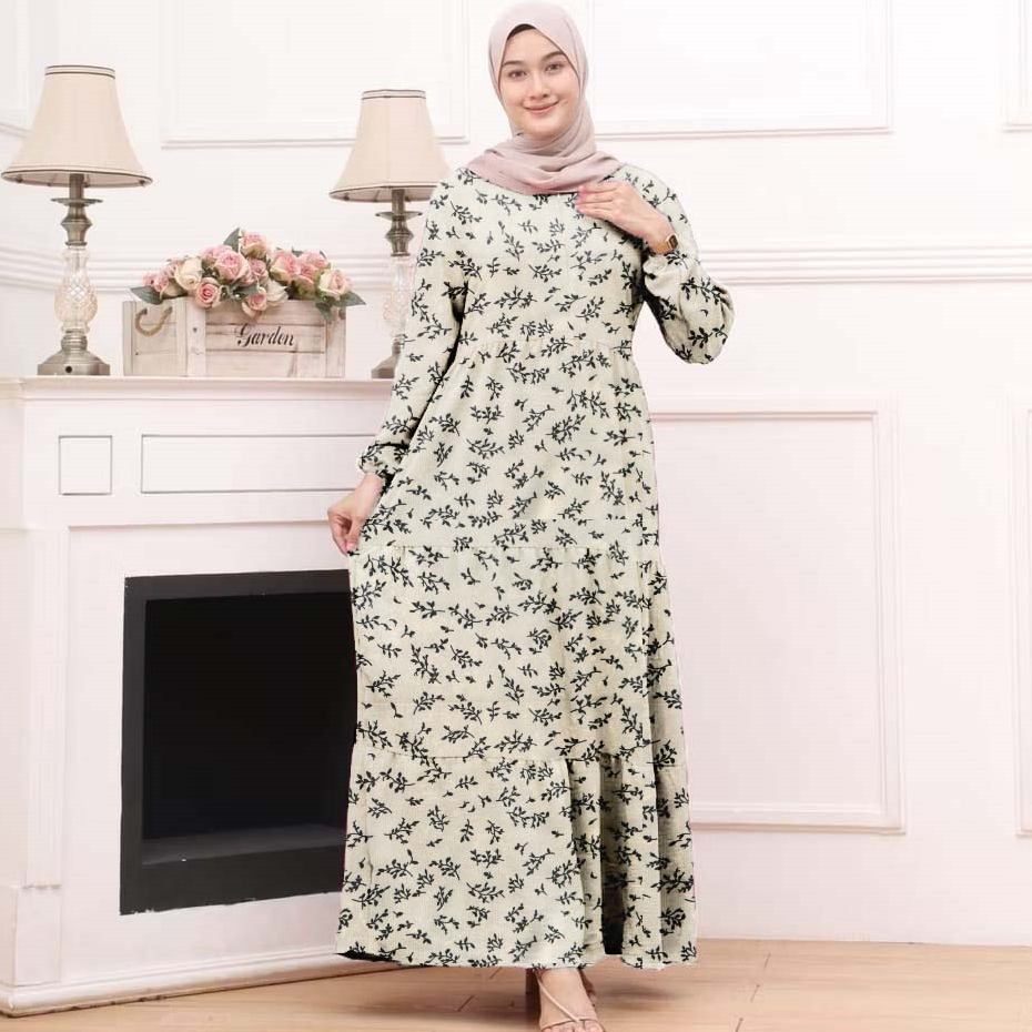 Gamis Wanita terbaru gamis rempel susun canda motif gamis casual