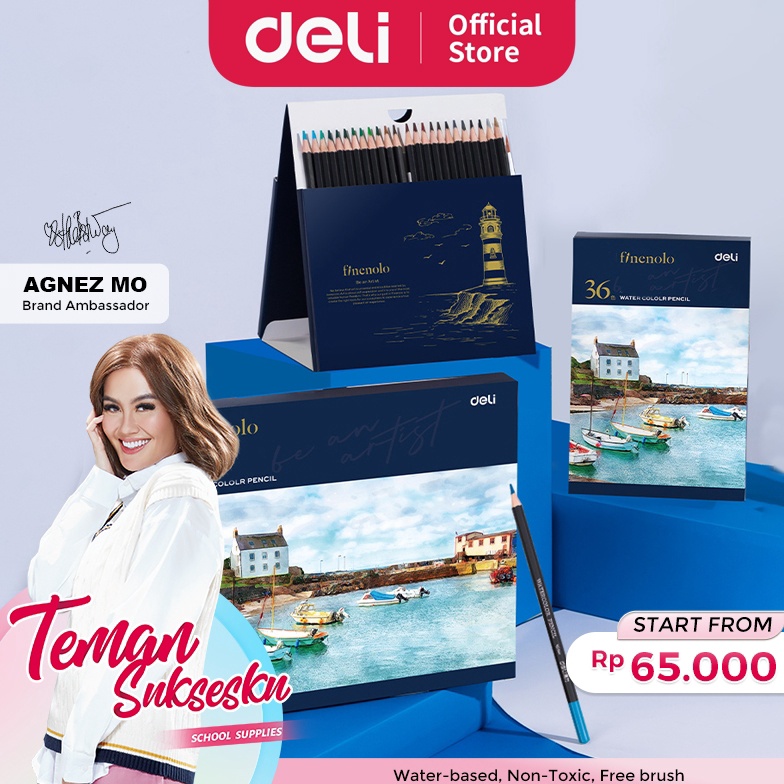 

KODE J95W Deli Finenolo Waterlor Pencil Pensil Warna Non Toxic Free Brush HE51