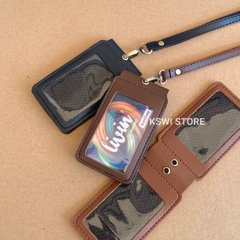 

Ready Merakyat ID Card Holder Kulit Magnet Flip 2 sisi Name Tag Holder kulit MM2