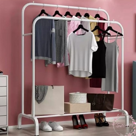 Super Gembira Sutera99 Cuci Gudang Barang Baru Rak Baju Gantungan Baju Besi Stand Hanger Display But
