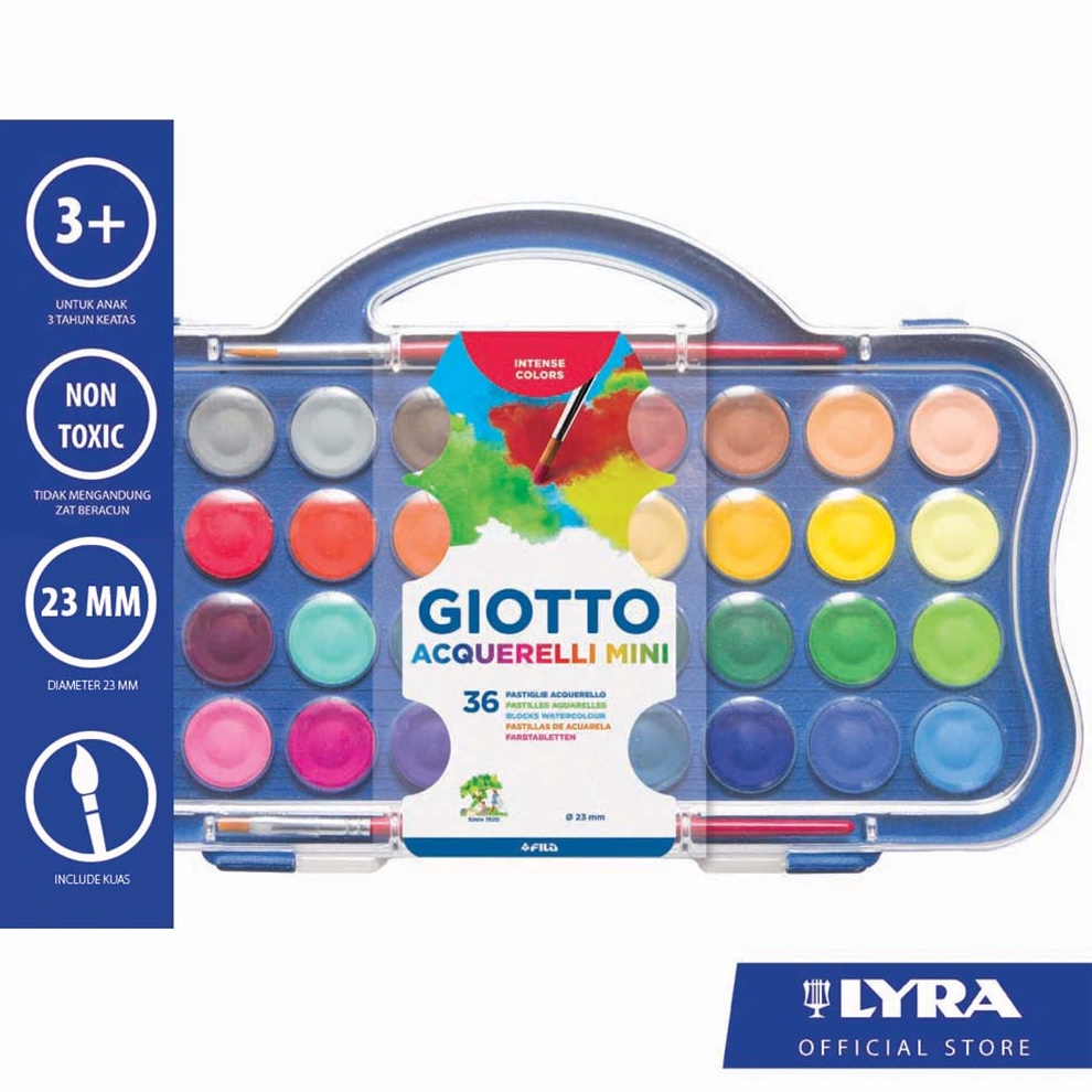 

KODE O14X Giotto Mini Waterlor Blocks 36 Colors 23mm Cat Air 36 Warna